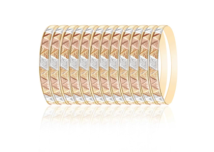 Three Tone Plated Side Veni Bangles